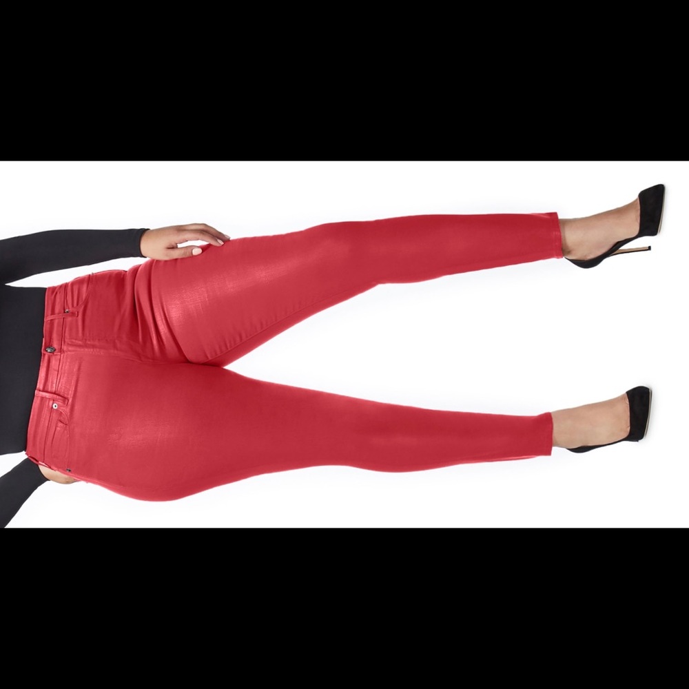 Good Waist Coated High Waist Skinny Jeans - Red